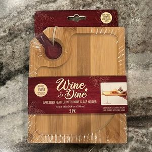 Wine & Sine Appetizer Platter with Wine Glass Holder (2 Pk)